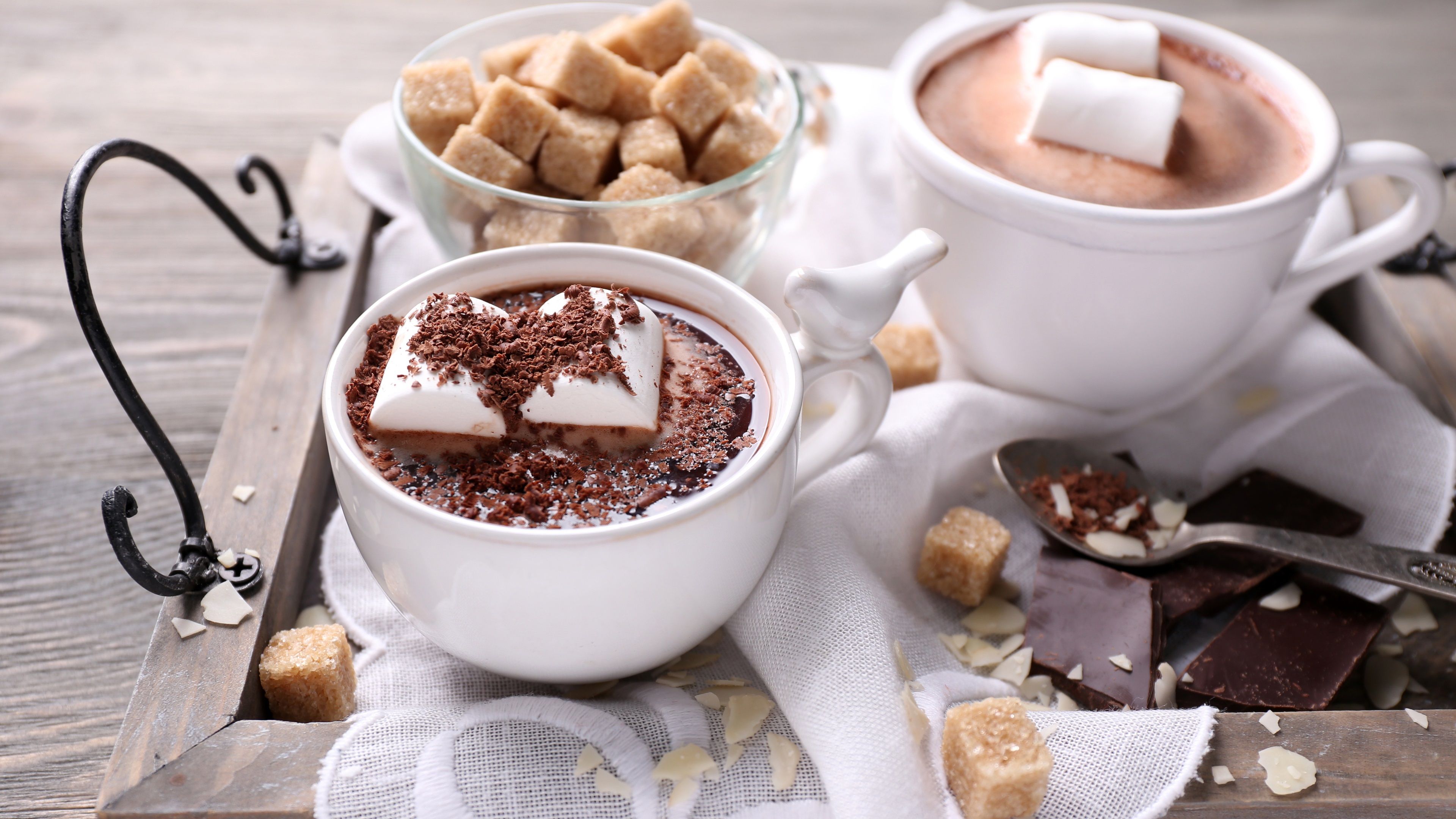 Wallpaper Hot chocolate drink, cup, marshmallow 3840x2160 UHD 4K Picture, Image