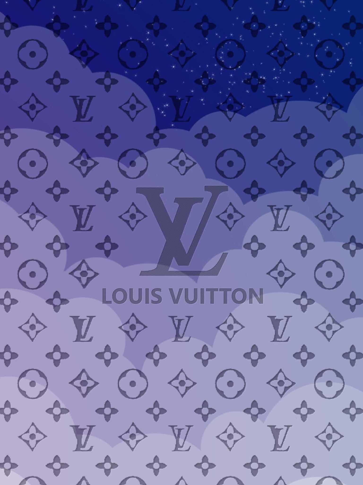 Download Classic Blue Louis Vuitton Print Wallpaper