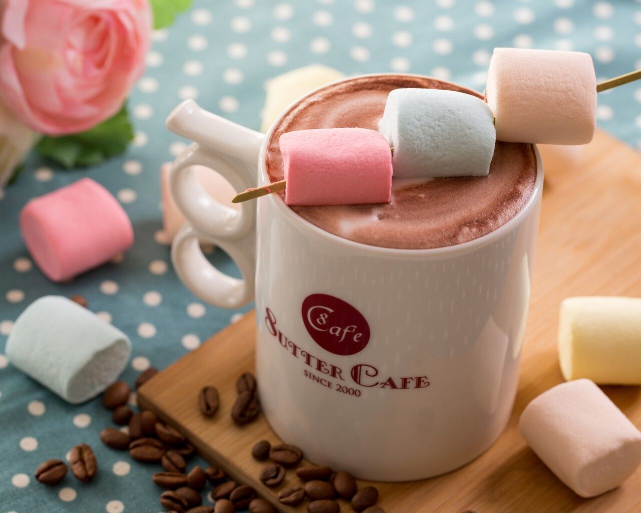 Hot chocolate and colorful marshmallows