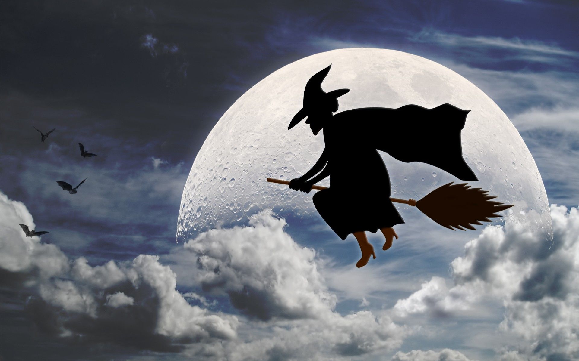 Halloween Witch On Broom Wallpaper Free Halloween Witch On Broom Background