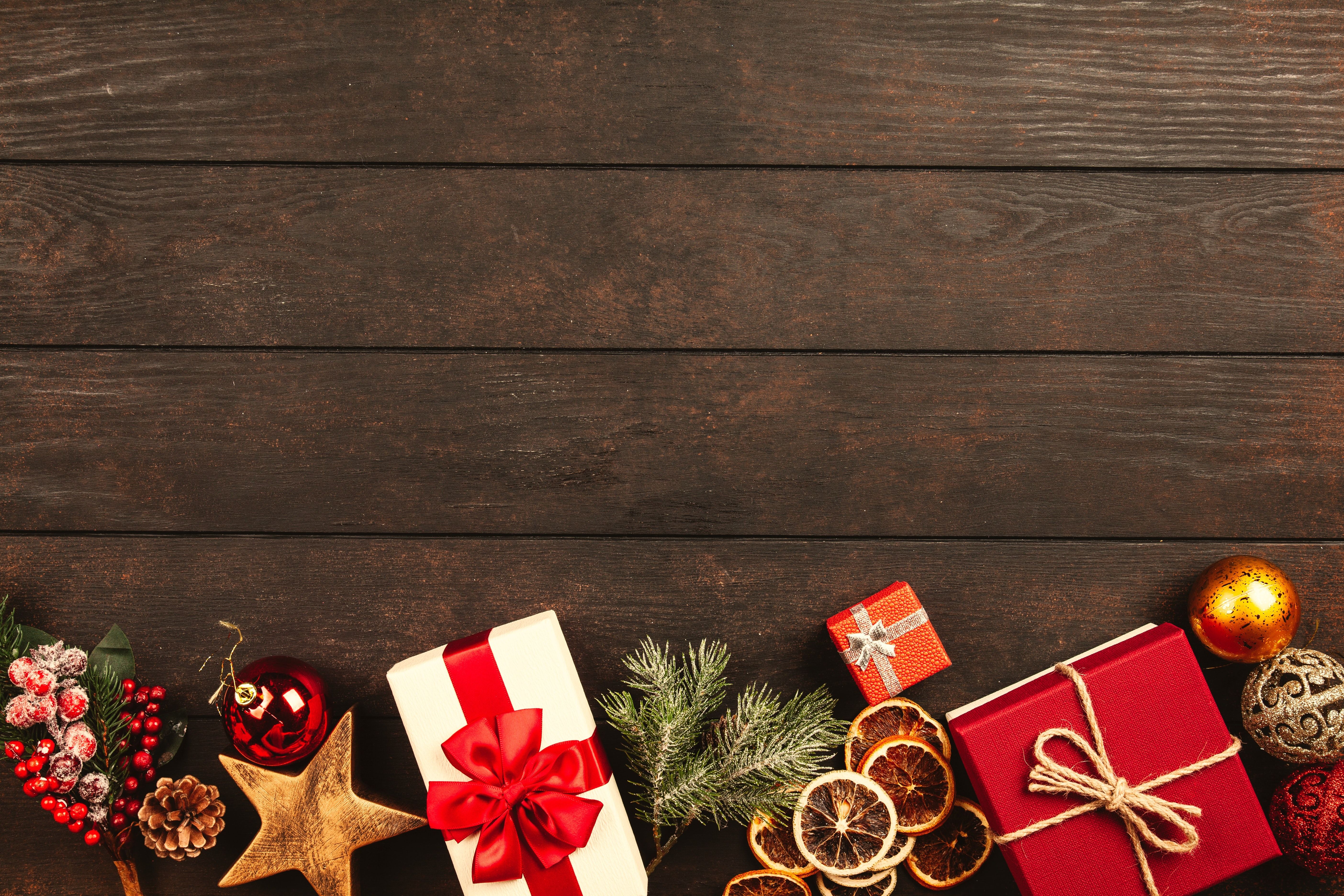 Christmas Gifts On Brown Parquet Floor · Free