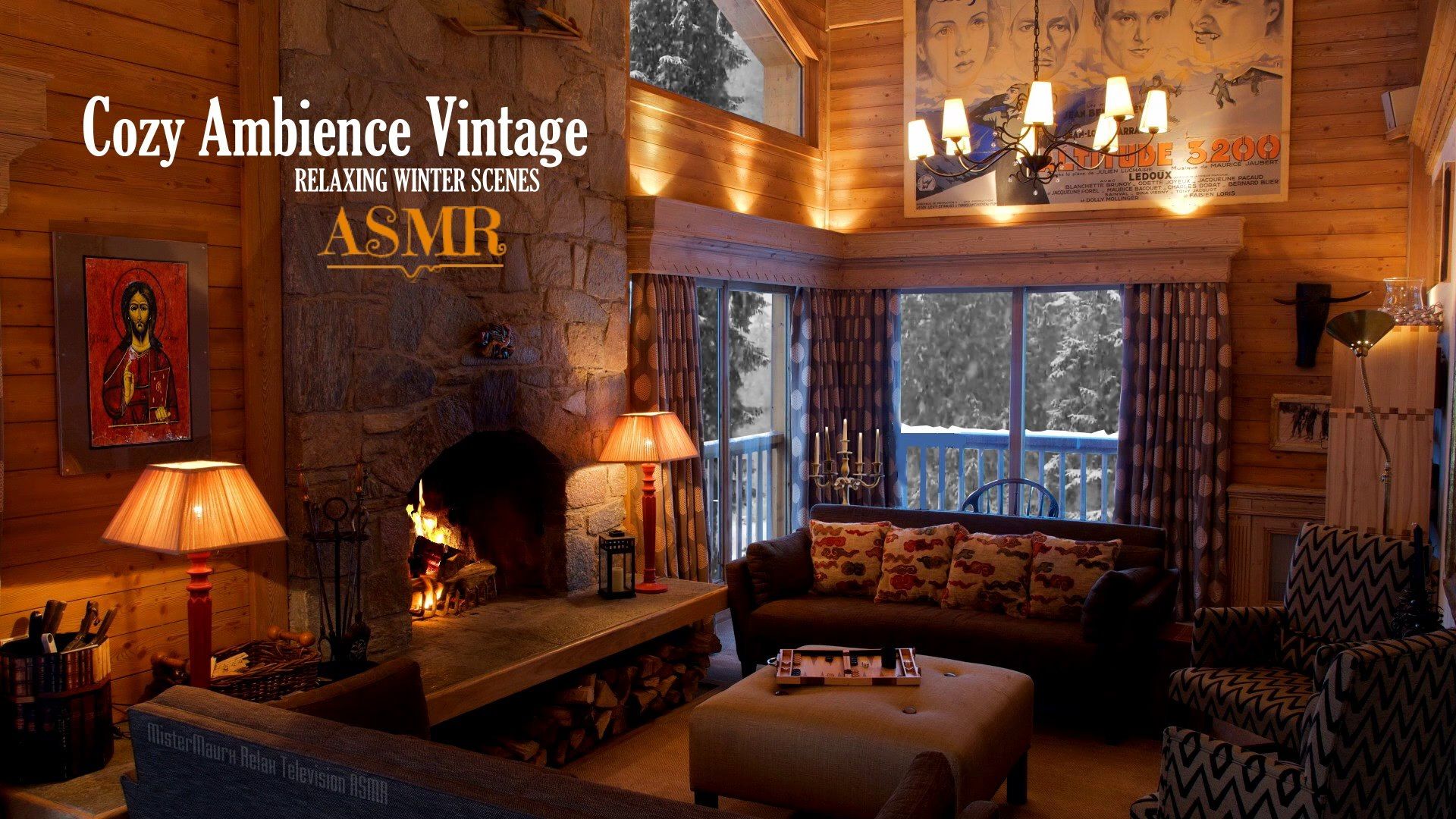 Cozy Cottage Vintage. ASMR. Relaxing Winter Scenes