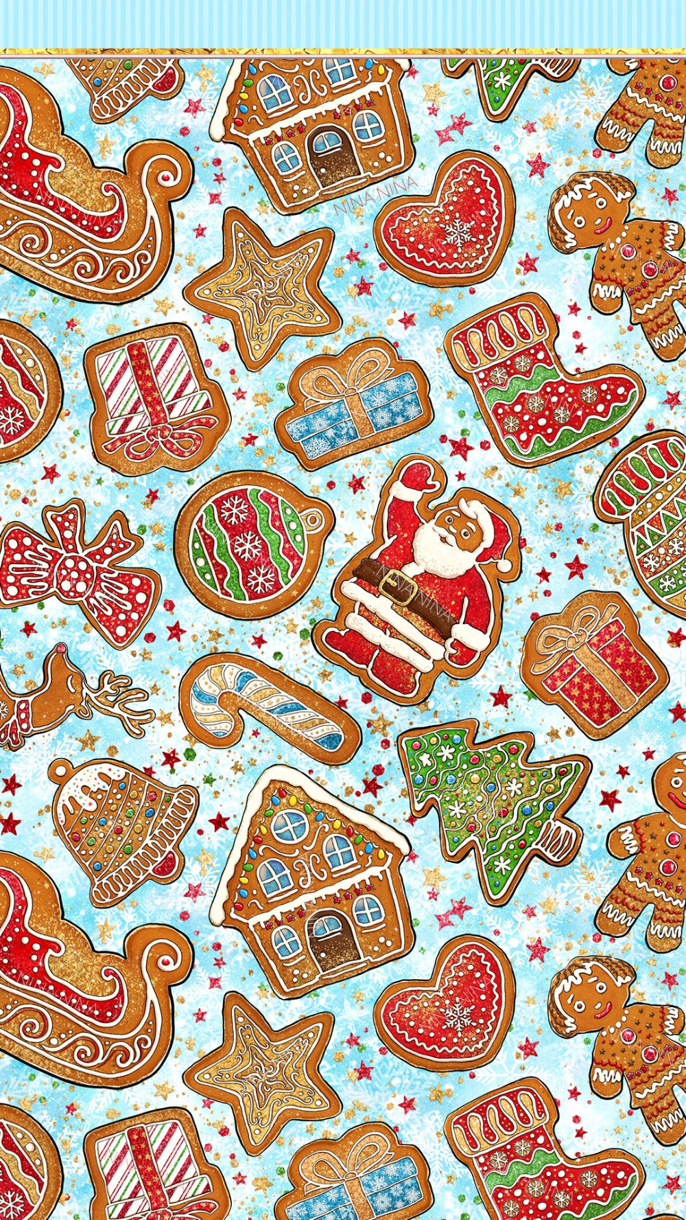 Cute Christmas Gingerbread Digital Paper Pack, Xmas Seamless Patterns, Santa Claus, Reindeer, Gingerbread man, House, Star, Candy Cane, Tree. Cute christmas wallpaper, Christmas phone wallpaper, Christmas wallpaper