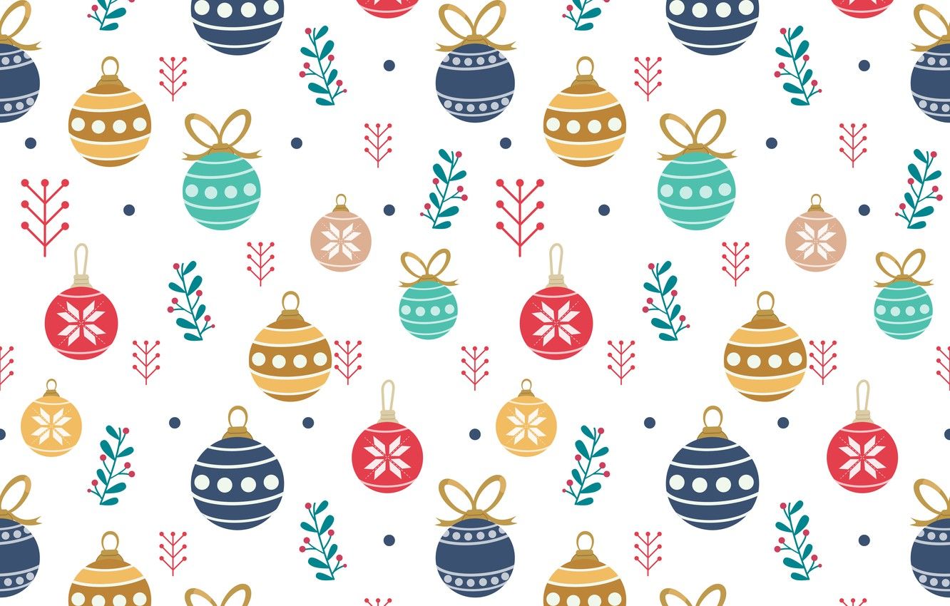Wallpaper balls, toys, Christmas, christmas, balls, pattern, cute, seamless image for desktop, section новый год