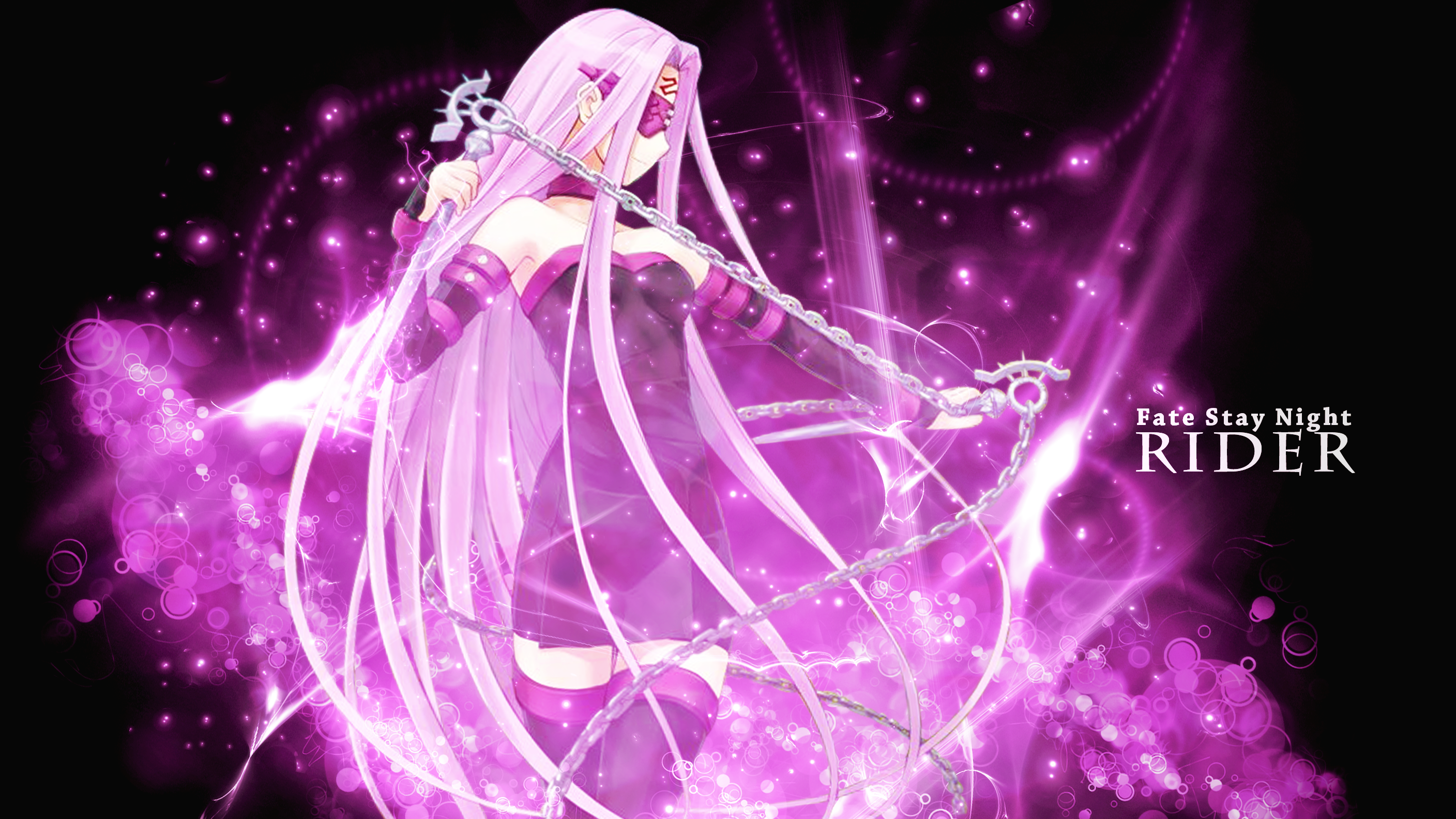 Rider #Medusa #Fate_Stay_Night #Fate_Grand_Order #Stocking #Pink_Hair #Pink_Eye #Anime #Chain #Black_Dress. Fate stay night, Stay night, Fate
