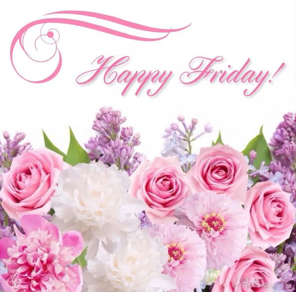 Happy Friday Image With Roses And Flowers.