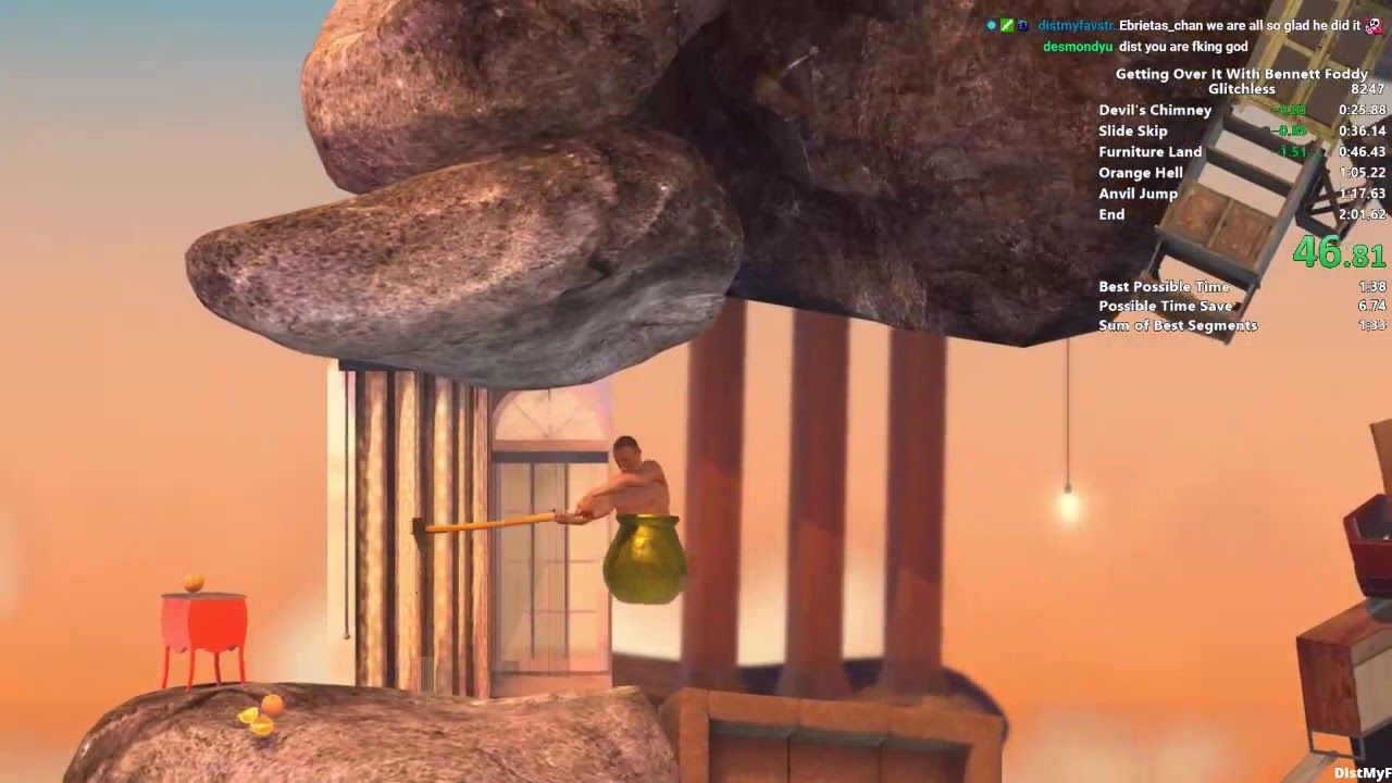 Watch Getting Over It completed in 1:56 minutes and despair