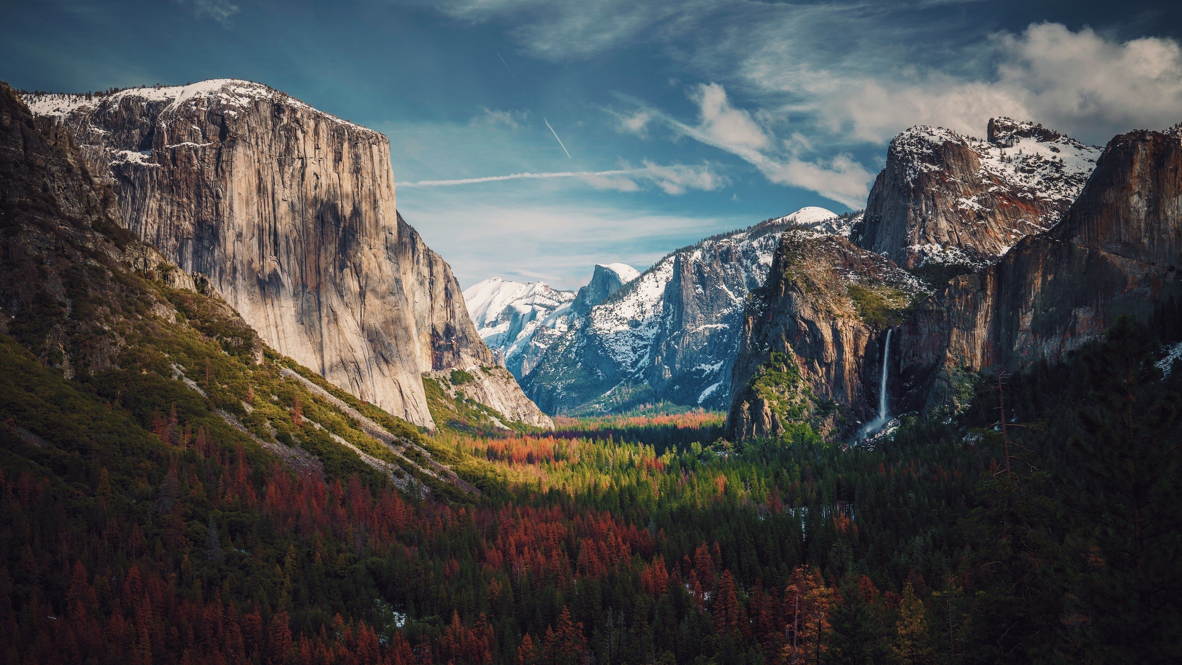 Download wallpaper Yosemite Valley, 4k, Yosemite National Park, autumn, forest, California, USA for desktop with resolution 3840x2160. High Quality HD picture wallpaper