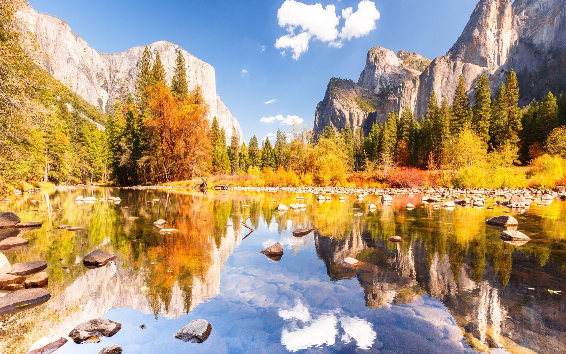 Yosemite National Park, Beautiful Autumn, Mountains, Lake, Stones, Trees 750x1334 IPhone 8 7 6 6S Wallpaper, Background, Picture, Image