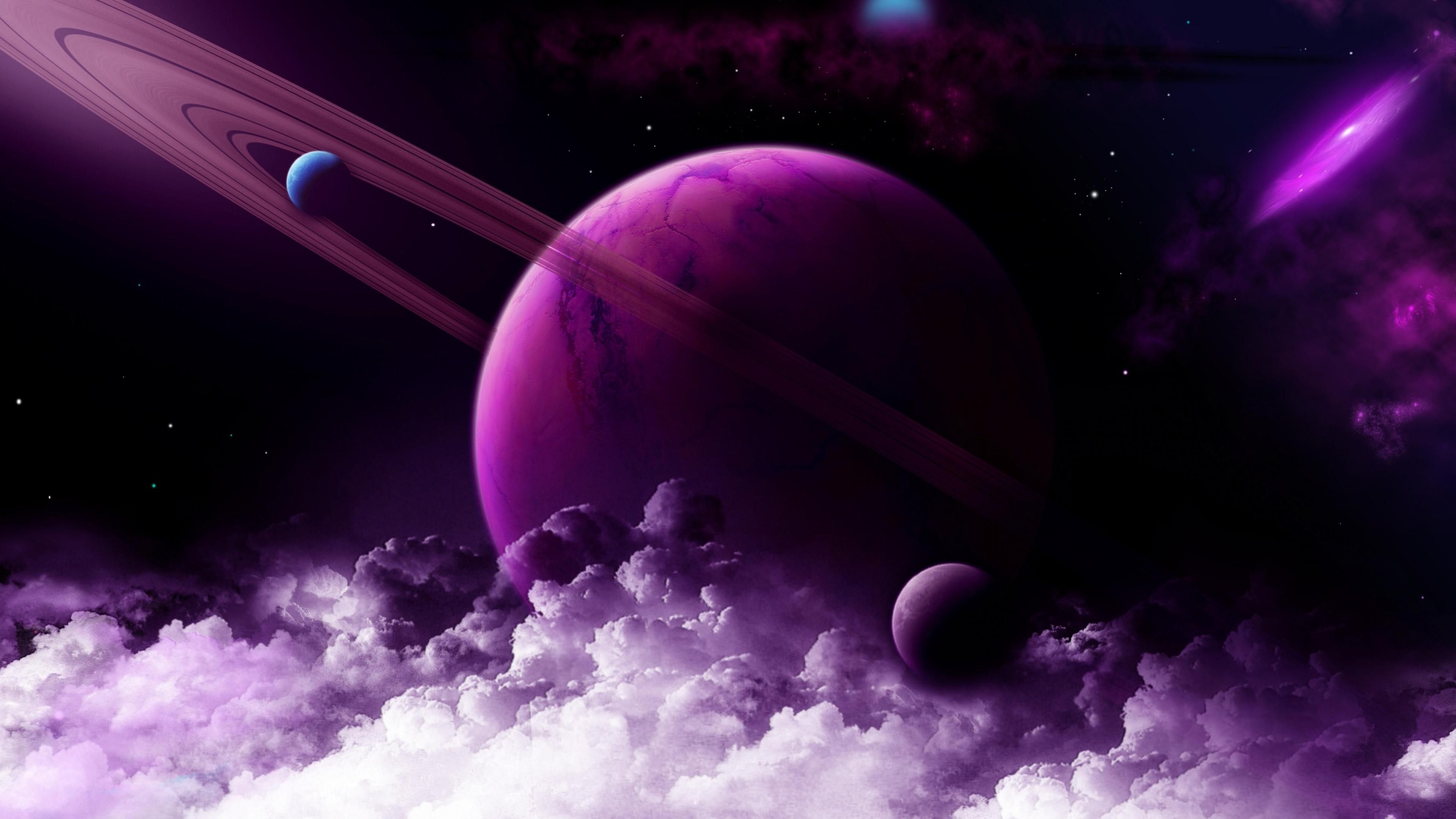 Wallpaper Saturn, planet, purple, 4k, Space