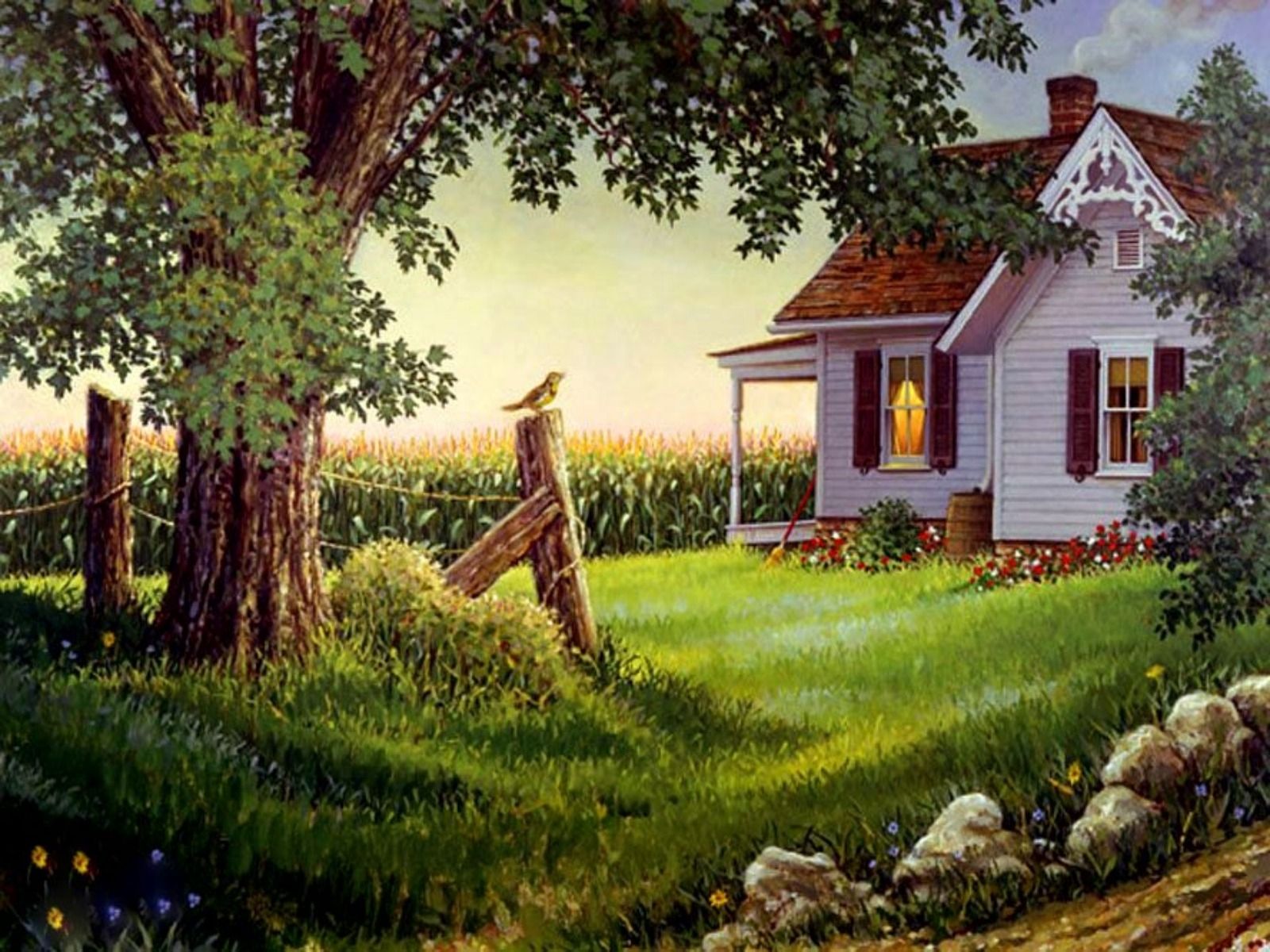 Country House Painting HD desktop wallpaper, Fullscreen, Dual 1600x1200