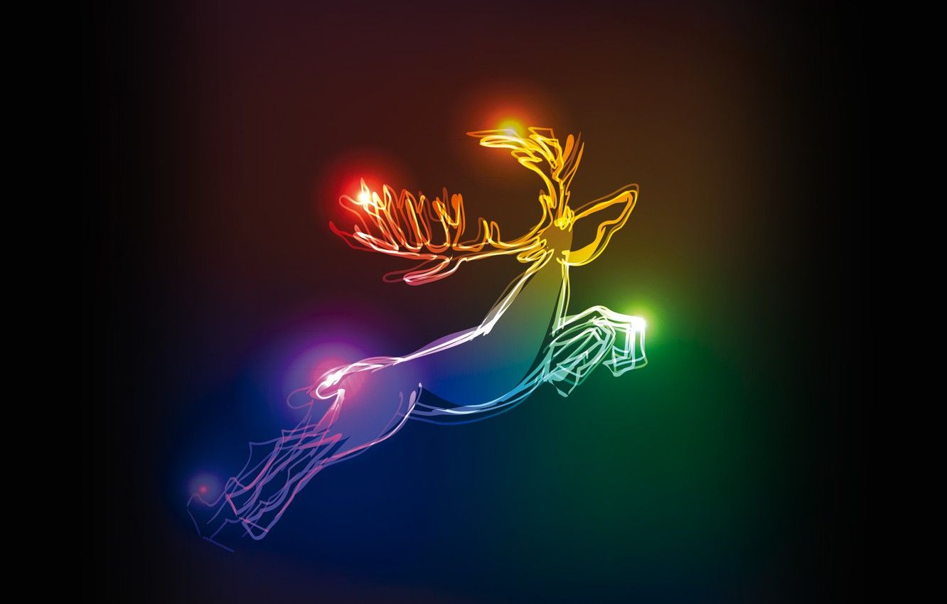 Wallpaper colors, deer, Christmas, christmas, neon, xmas, deer image for desktop, section рендеринг