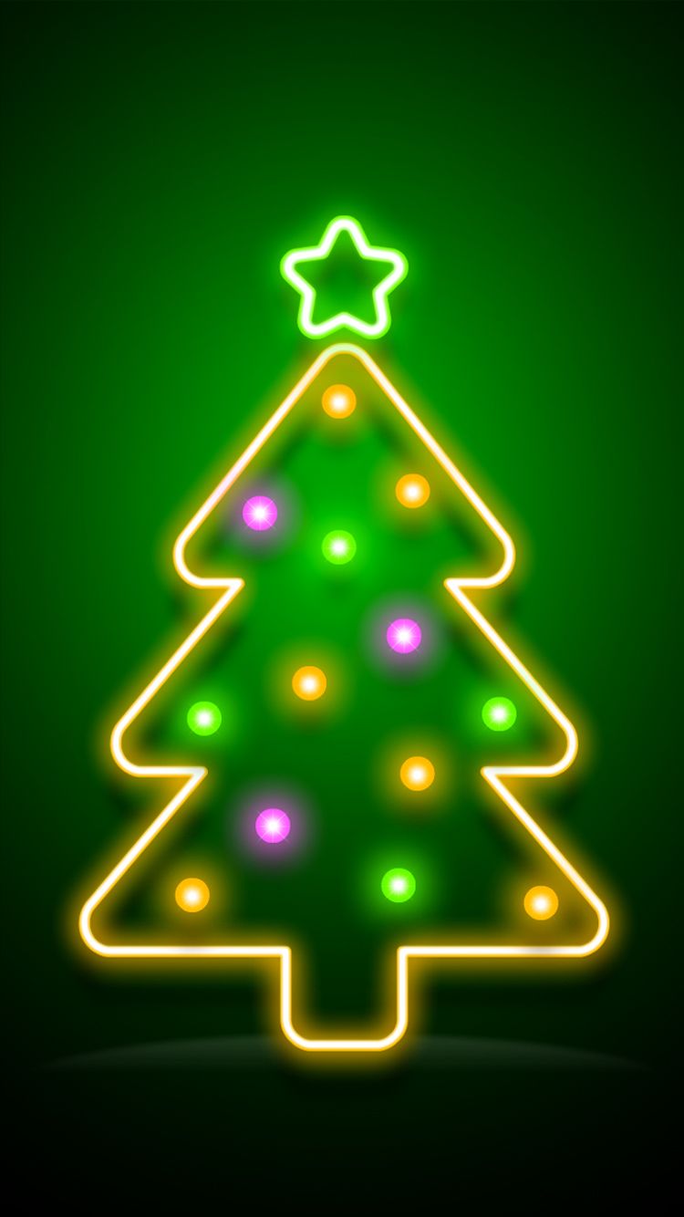 Neon Christmas Tree Wallpaper
