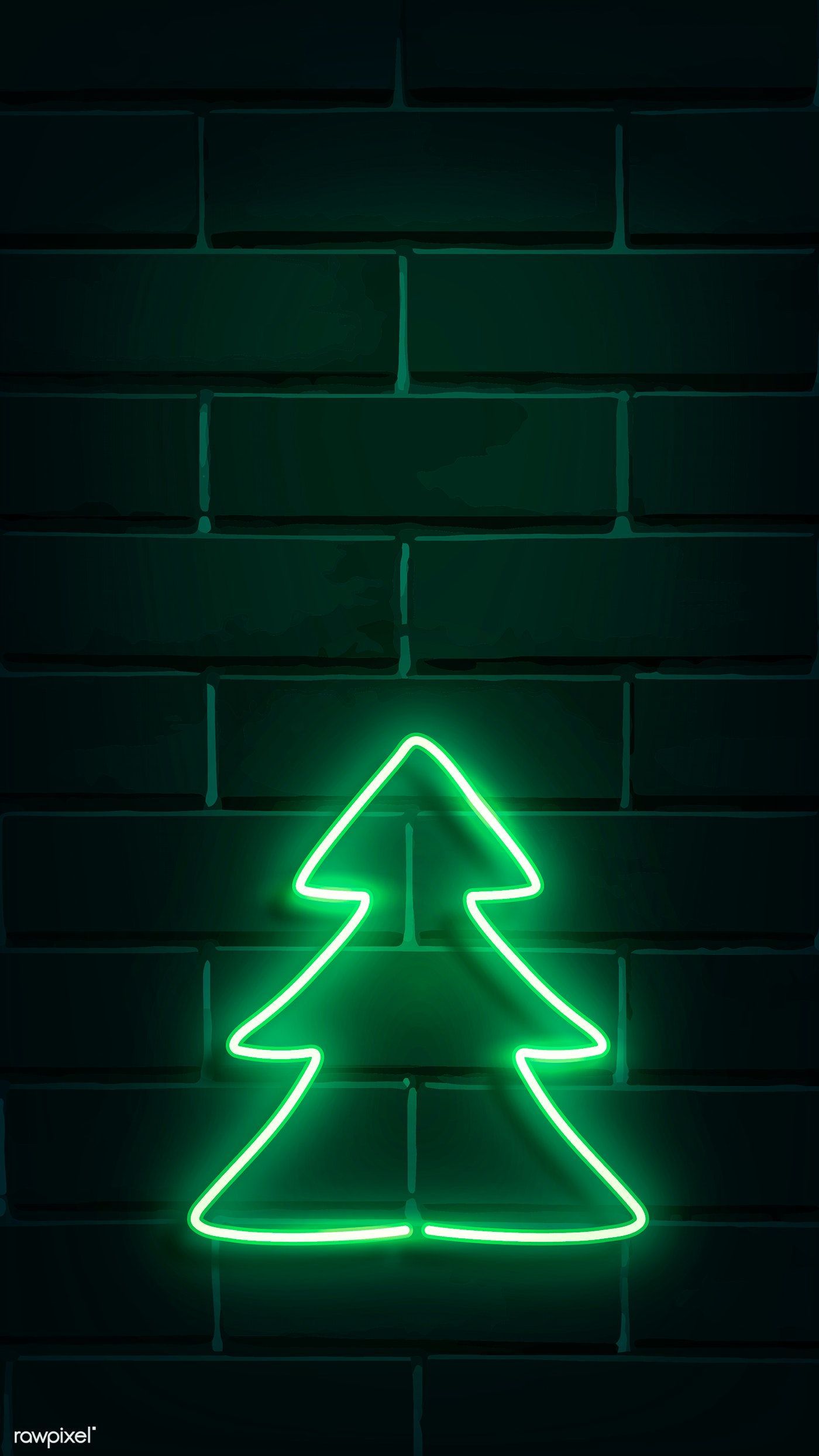 Download premium vector of Christmas tree neon sign on a dark brick wall. Christmas phone wallpaper, Christmas wallpaper background, Xmas wallpaper