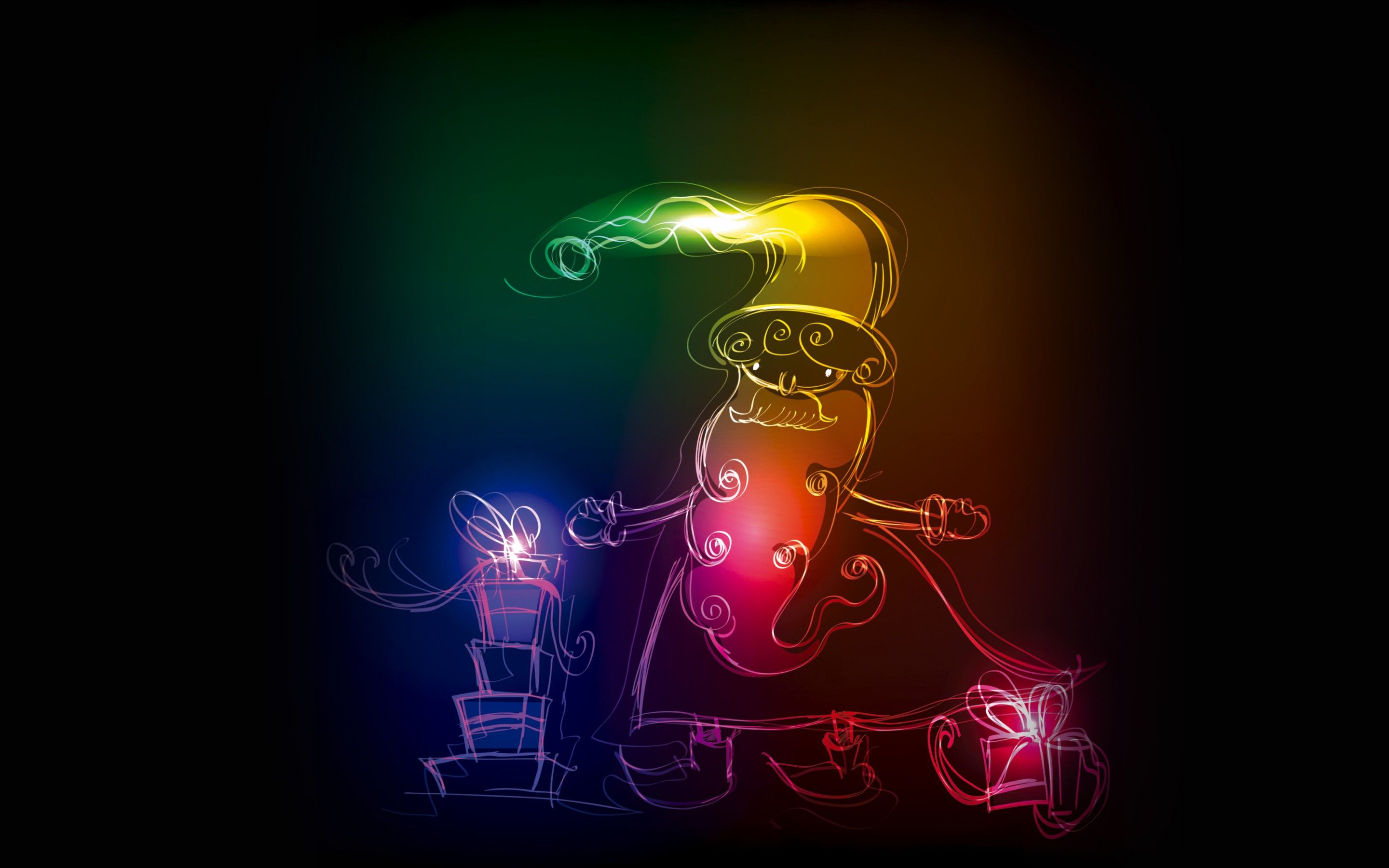 Father Frost, neon, xmas Wallpaper