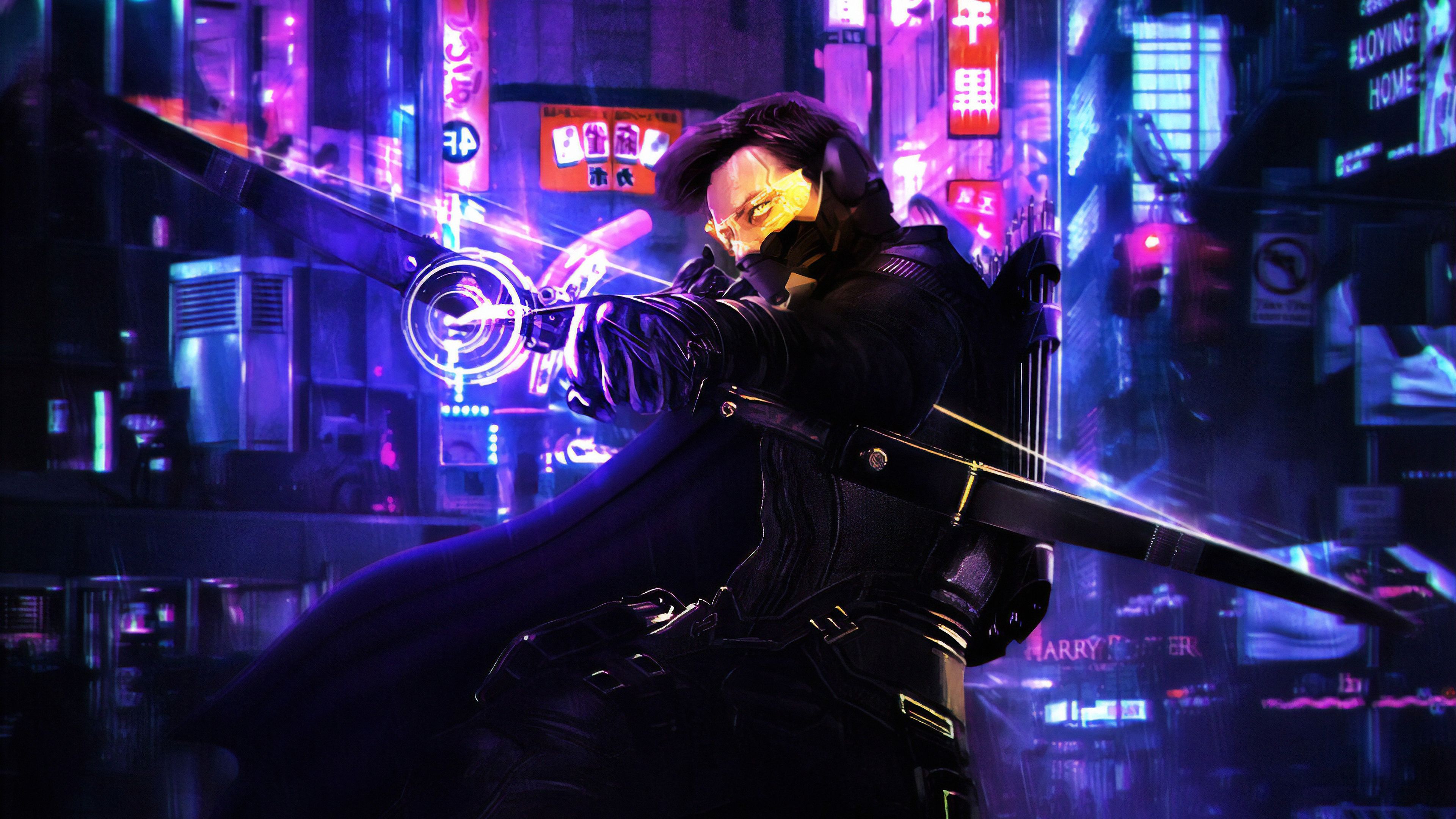 Hawkeye In Cyberpunk HD Superheroes, 4k Wallpaper, Image, Background, Photo and Picture