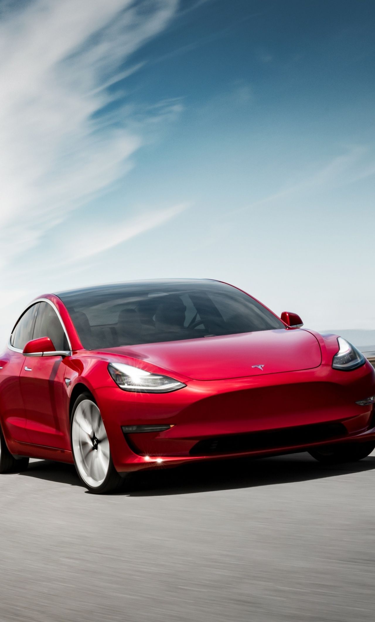 Download 1280x2120 Wallpaper Tesla Model On Road, Red, Iphone 6 Plus, 1280x2120 HD Image, Background, 15856