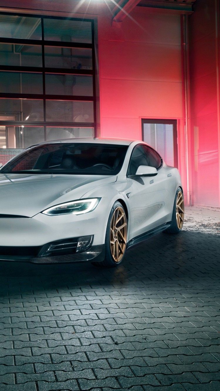 Download 750x1334 Tesla Model S By Novitec, White, Cars Wallpaper for iPhone iPhone 6