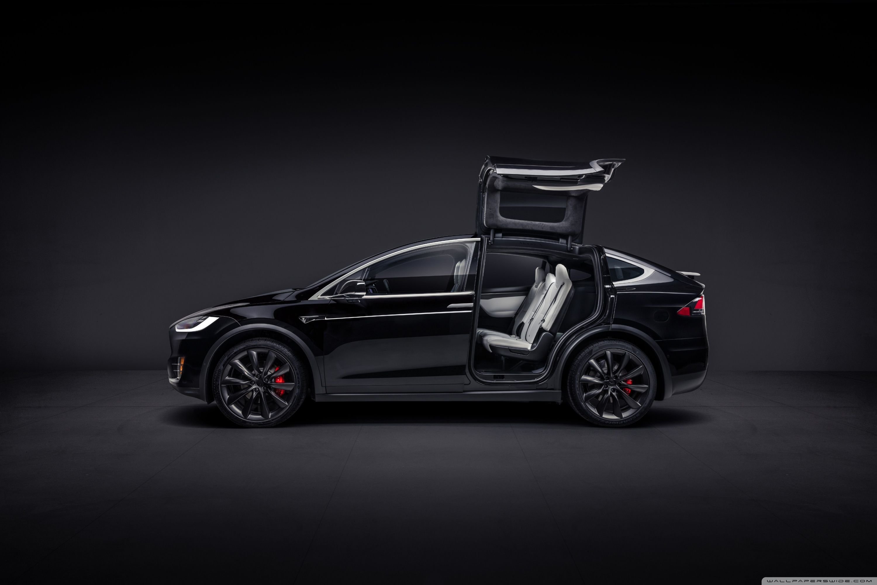 Tesla Model X Black Electric Car Profile Ultra HD Desktop Background Wallpaper for: Widescreen & UltraWide Desktop & Laptop, Multi Display, Dual & Triple Monitor, Tablet