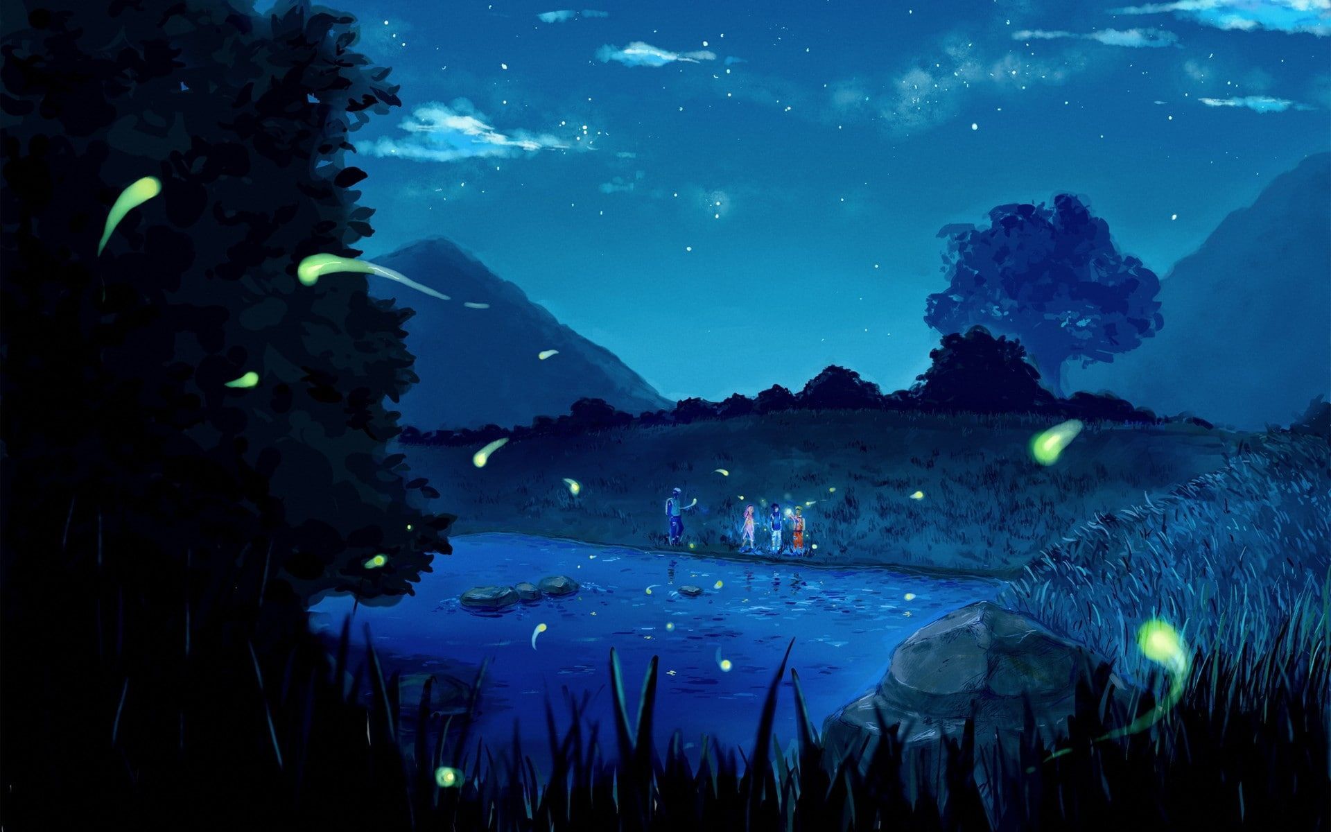 haruno sakura uchiha sasuke naruto shippuden fireflies lakes kakashi hatake night sky team 7 Anime Naruto HD Ar. Naruto wallpaper, Anime wallpaper, Naruto uzumaki