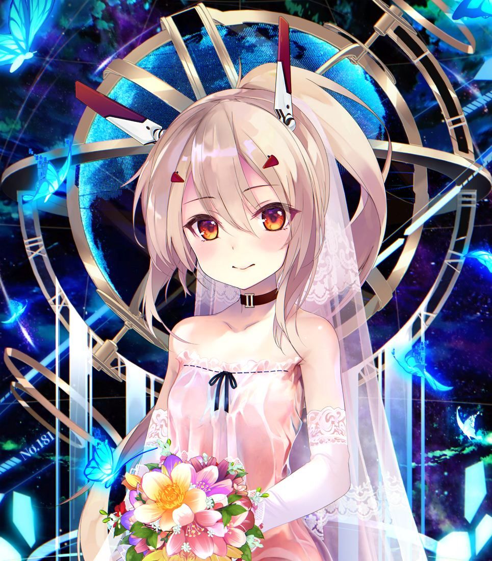 Cute bride Ayanami in a wedding dress: anime girl [Artist: Shirokitsune] Lane Clan [anime pics & digital art]