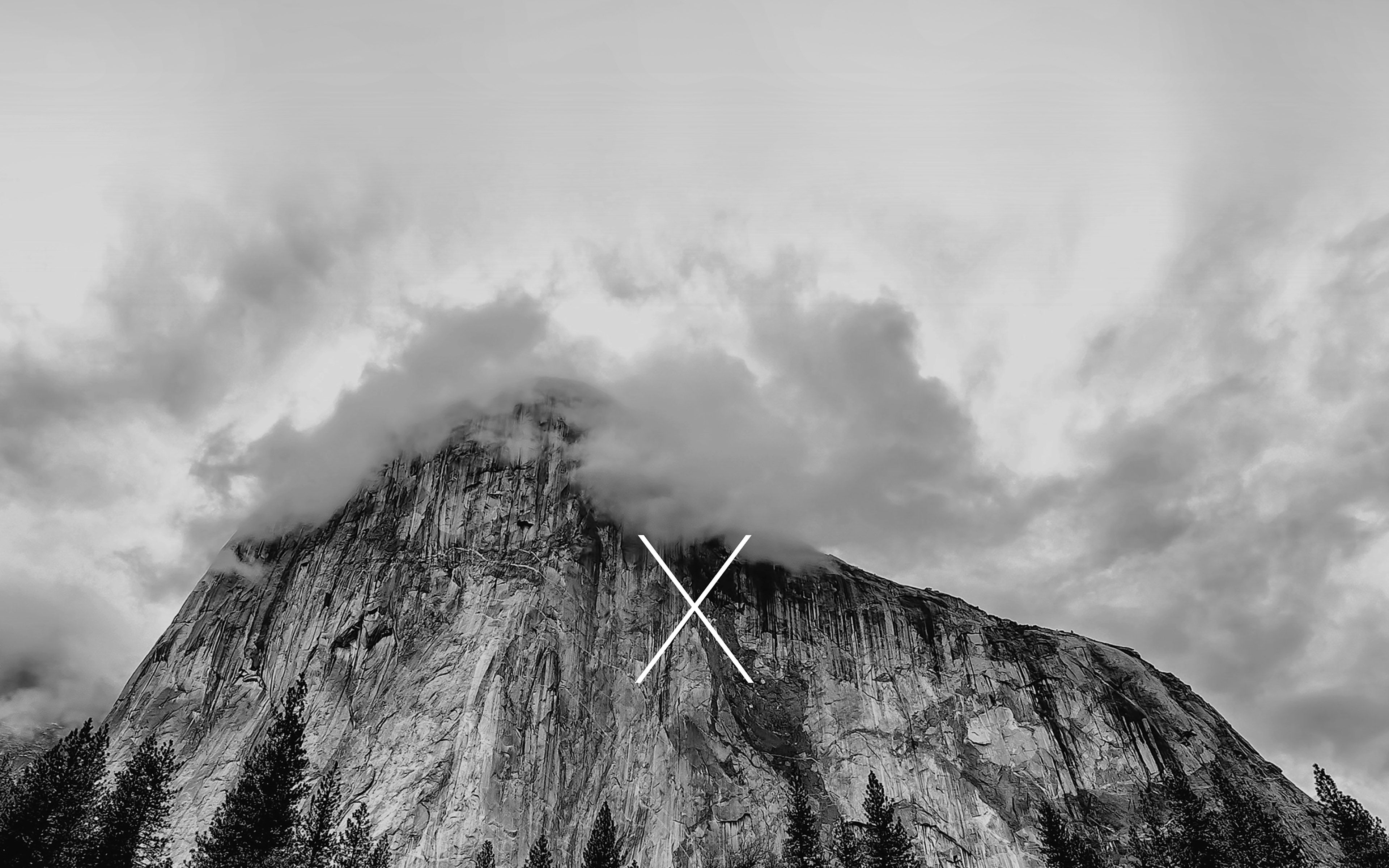 Os X Yosemite Mac Apple Black White Mountain Wallpaper