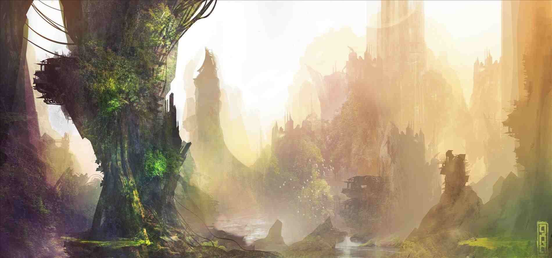 Fantasy Landscape Painting landscape wallpaper. design cinema