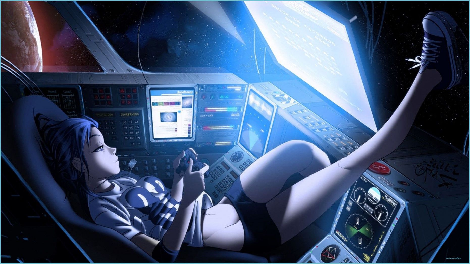 Steam Workshop::Space Gaming Girl Anime Live Wallpaper Girl Wallpaper