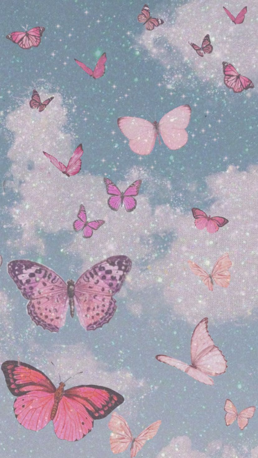Pink butterflies. Butterfly wallpaper iphone, Butterfly wallpaper, iPhone wallpaper tumblr aesthetic