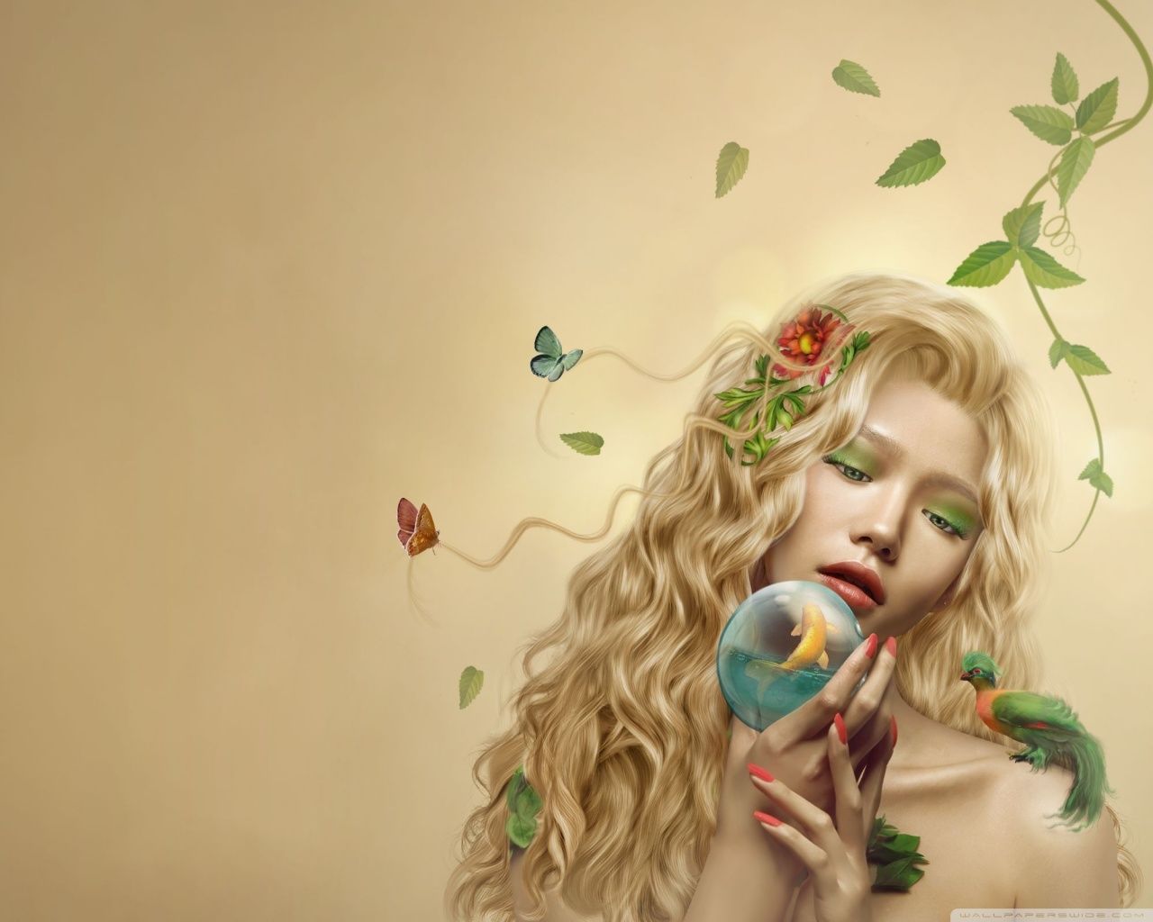 Girl Blonde Dream Flowers HD Wallpaper