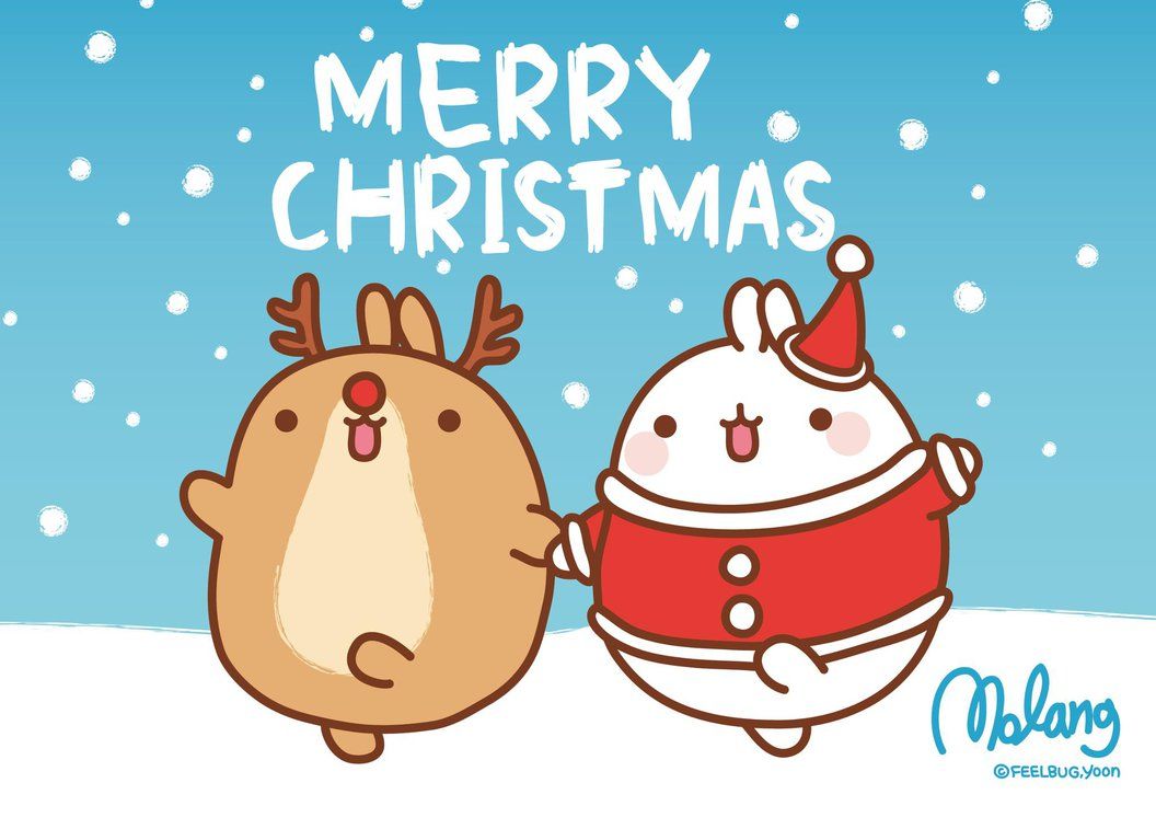 Merry Christmas Molang. Kawaii christmas, Cute christmas background, Cute christmas wallpaper