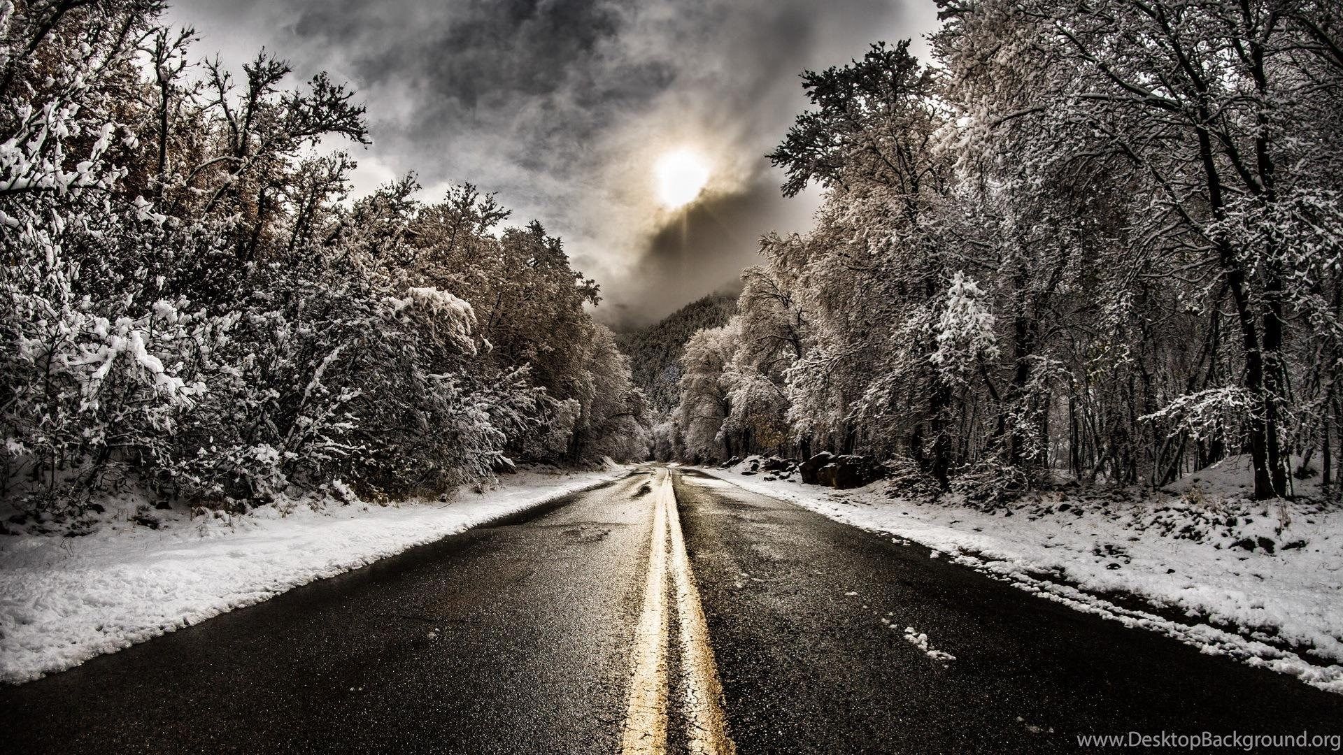 Winter Road S Wallpaper Desktop Background
