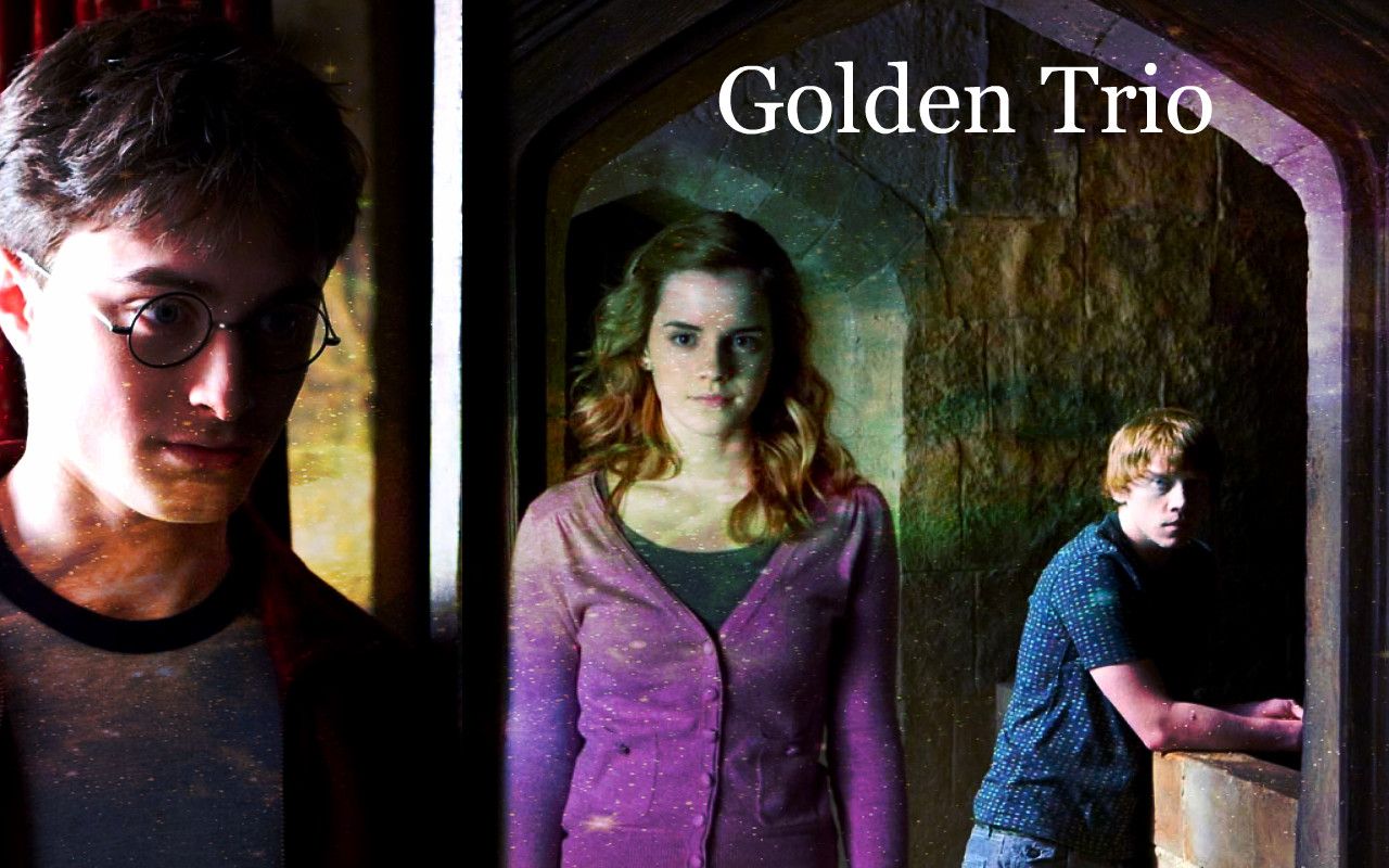 Golden Trio, Ron and Hermione Wallpaper