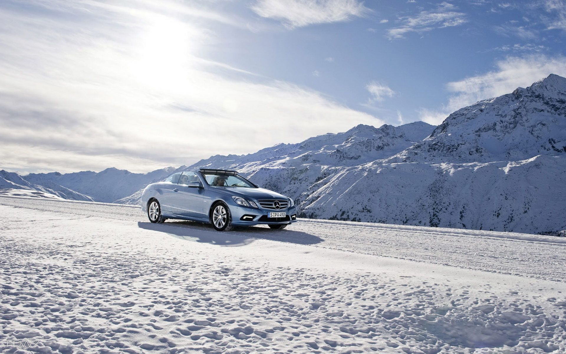 mercedes e klasse coupe on a mountain road in the winter wallpaper. HD wallpaper gallery