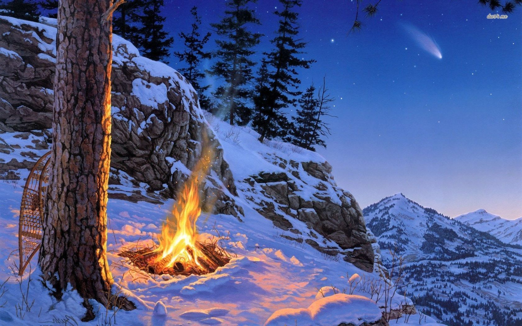Bonfire on the mountain HD wallpaper. Photography wallpaper, Mountain wallpaper, Painting photo