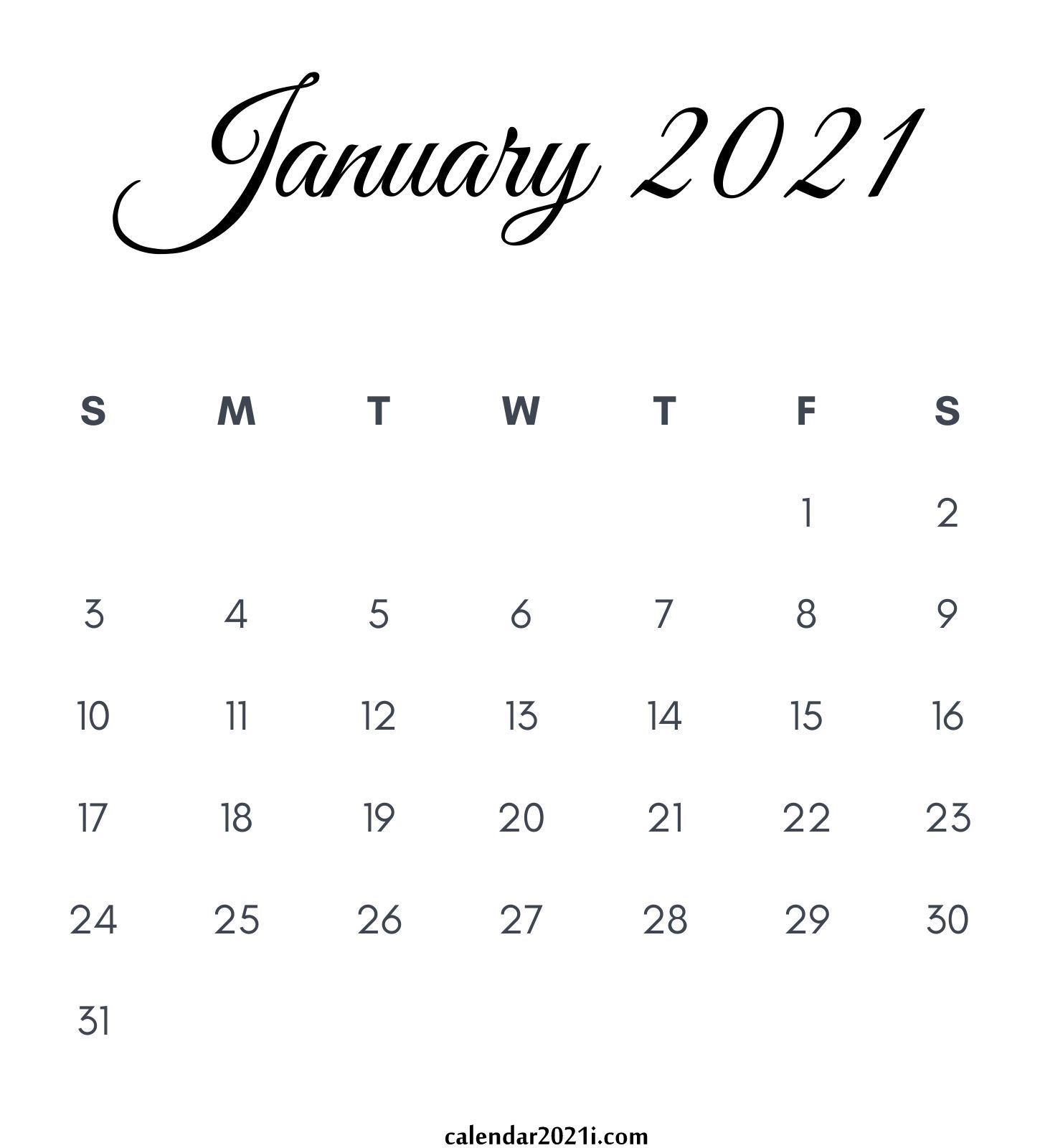 January 2021 Calendar: Printable, Wallpaper, Floral, Holidays & More