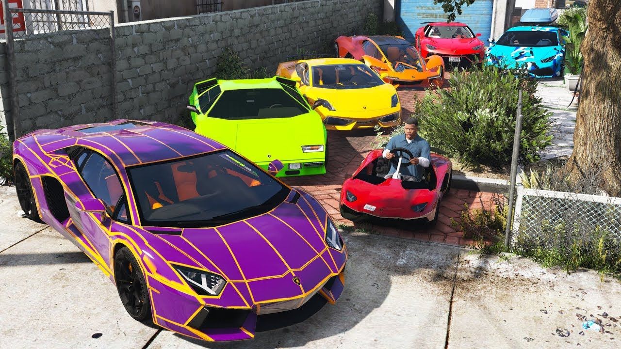 GTA 5 Luxury Lamborghini Cars with Franklin! (Real Life Cars )