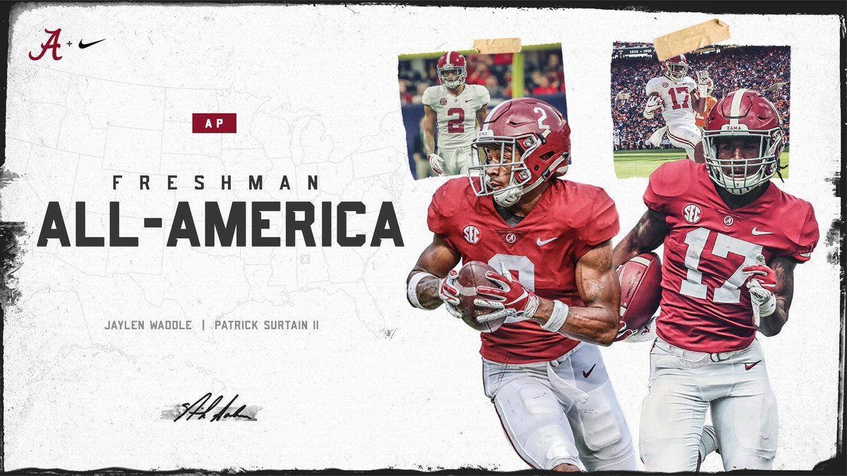 Alabama Football, Patrick Surtain II & Jaylen Waddle For Making Freshman All America! #OutworkYesterday #RollTide
