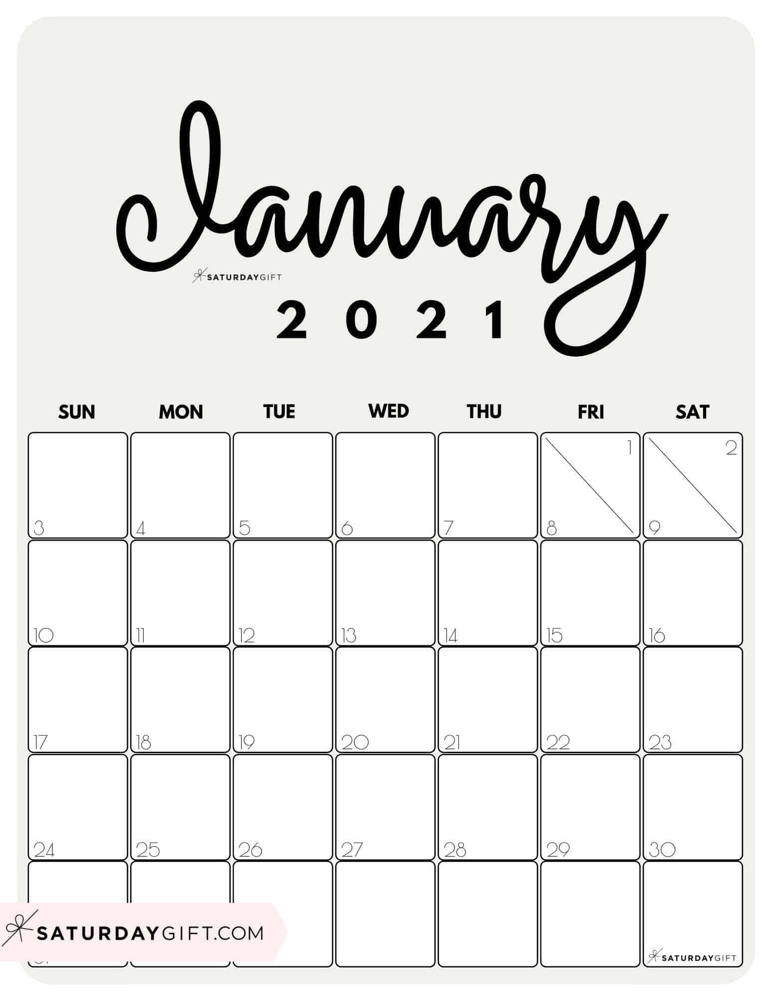 Cute (& Free!) Printable January 2021 Calendar. SaturdayGift. Calendar printables, Vertical calendar, Free printable calendar