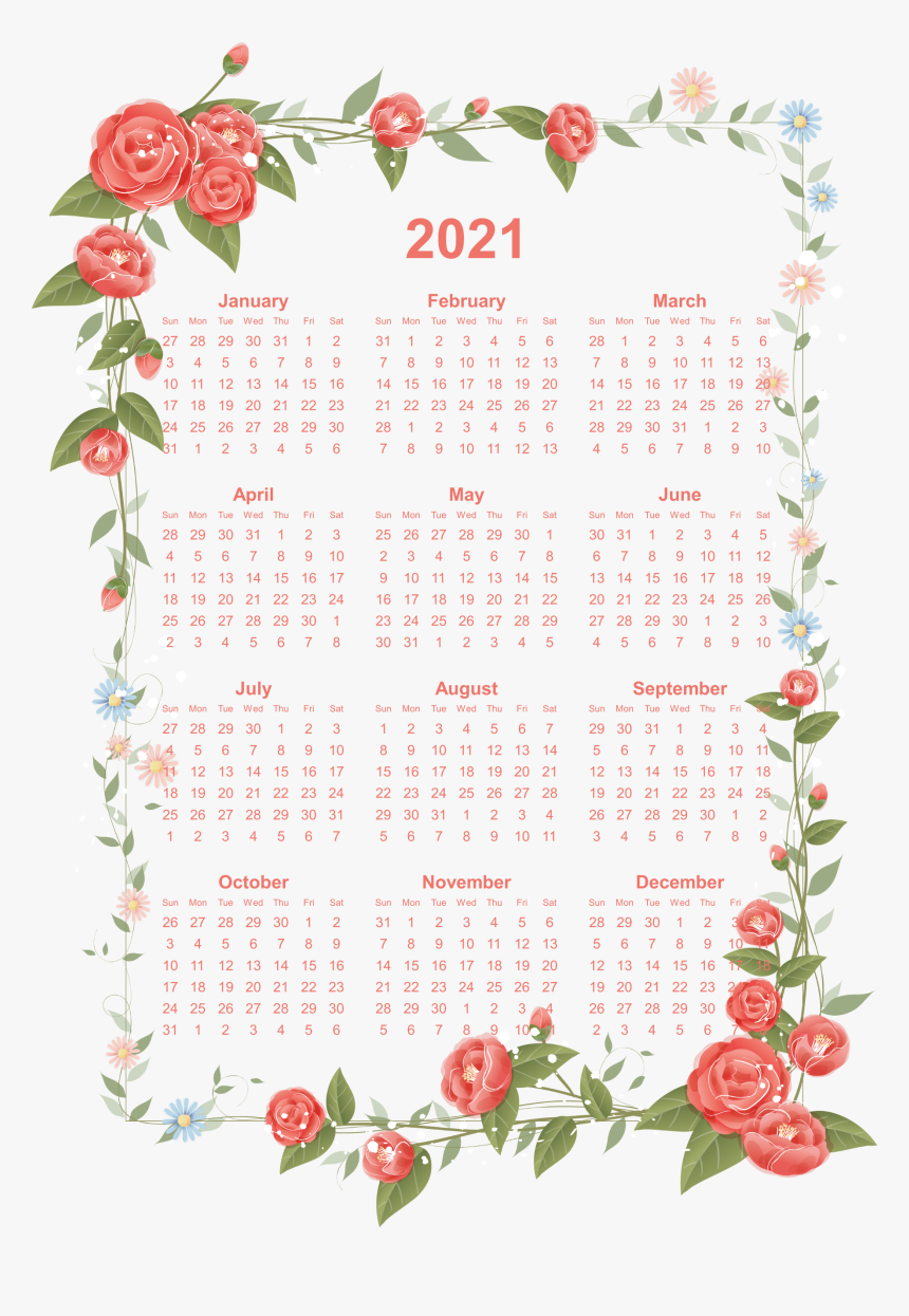 2021 Calendar Transparent Backgrounds
