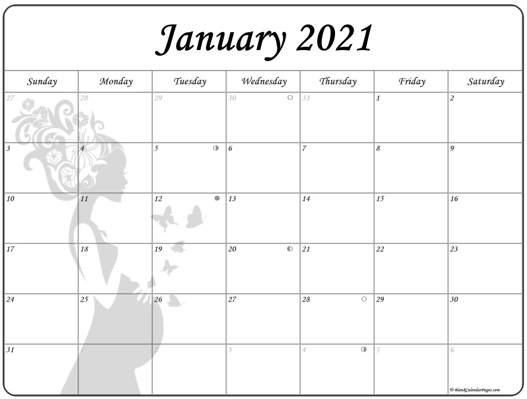 Collection of January 2021 photo calendars with image filters