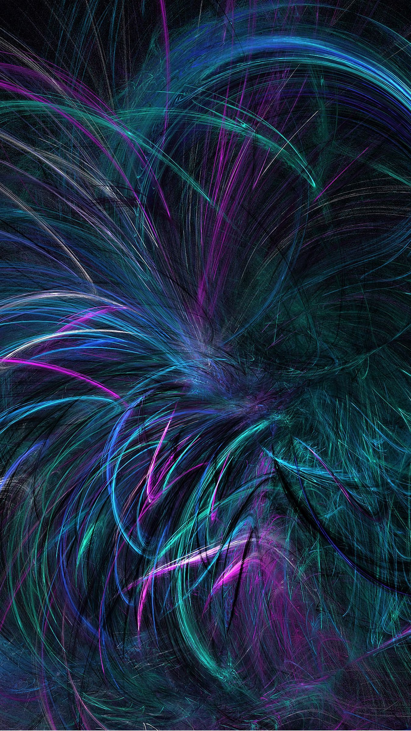 Download wallpaper 1350x2400 fractal, lines, dark, violet, twisted iphone 8+/7+/6s+/for parallax HD background