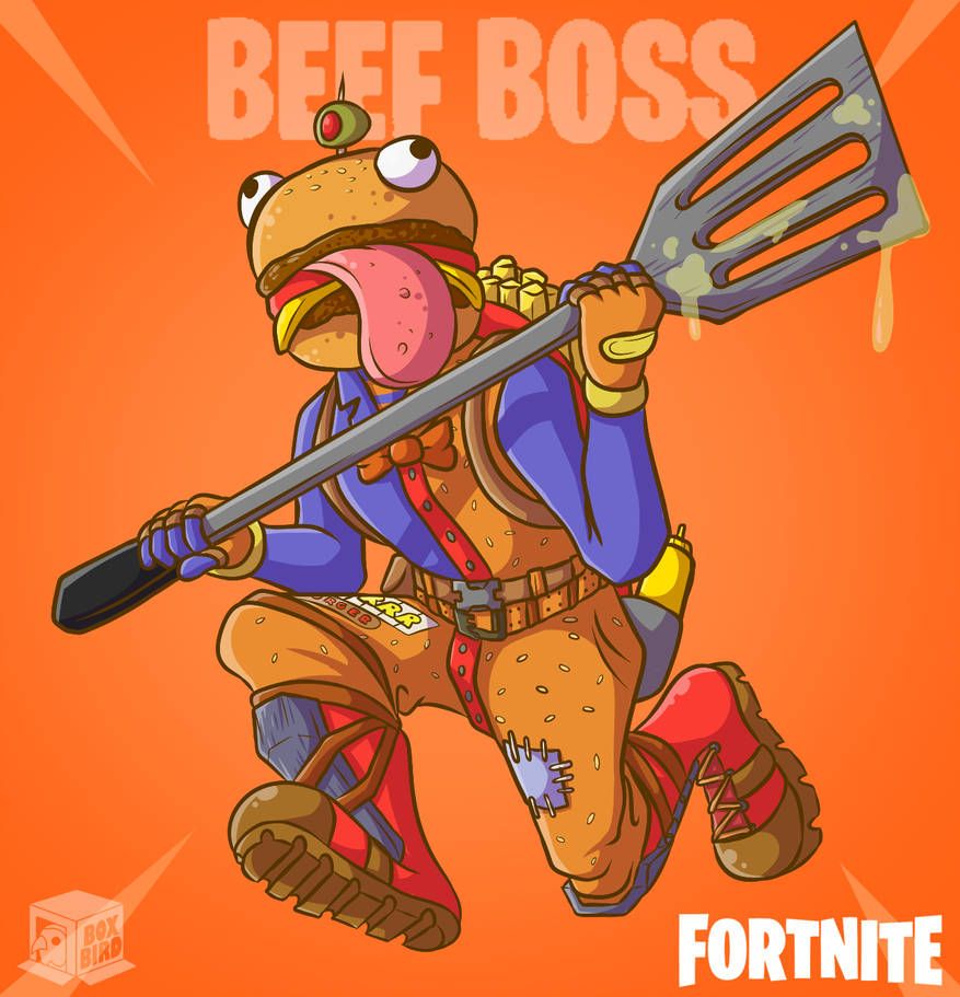The Boss of Durrr Burger! by BoxBird. If you switch the words in boxbird's name, its sounds like birdbox. Fortnite, Gaming wallpaper, Best gaming wallpaper