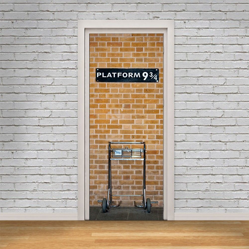 Platform 9 3 4 3D Wallpaper Bricks Door Sticker Vivid Wall Stickers DIY Mural Home Decor Poster PVC Waterproof Murals Poster. Wallpaper