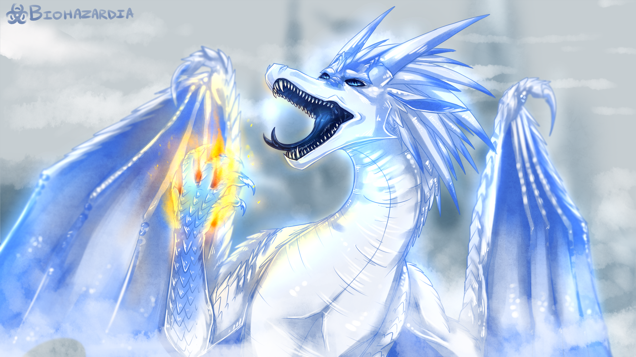 Prince Arctic the IceWing from Wings of Fire! It's a scene from the Runaways Winglet where he uses his animus magi. Wings of fire, Wings of fire dragons, Fire art