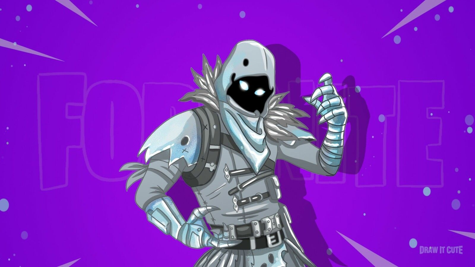 How to draw Frozen Raven. Fortnite Season 7 tutorial, DrawitCute .Com