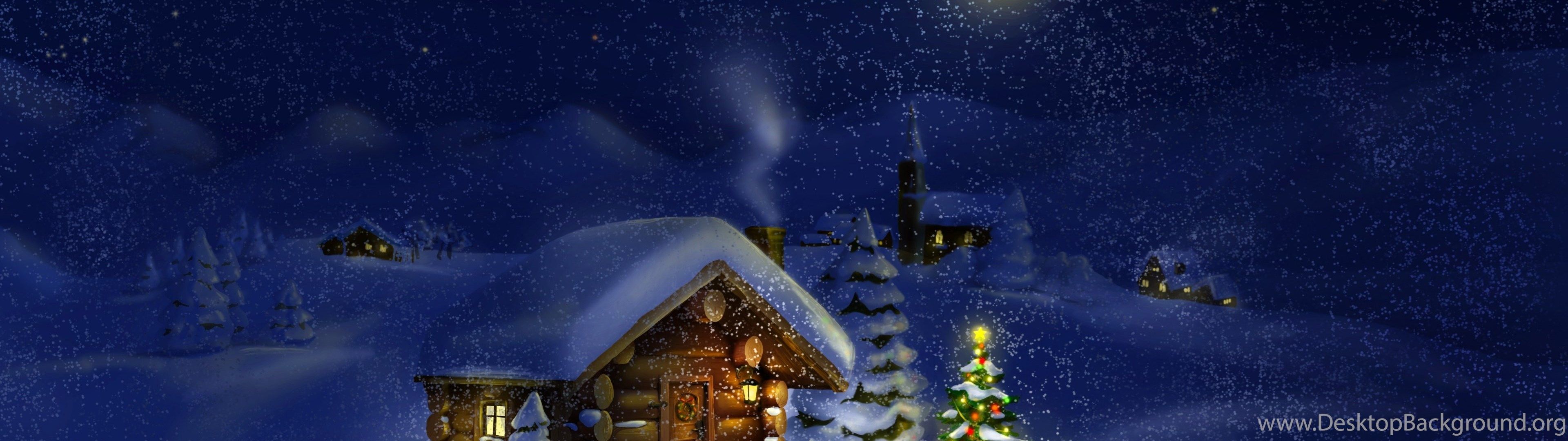 Christmas Night With Santa 4K Ultra HD Wallpaper Desktop Background