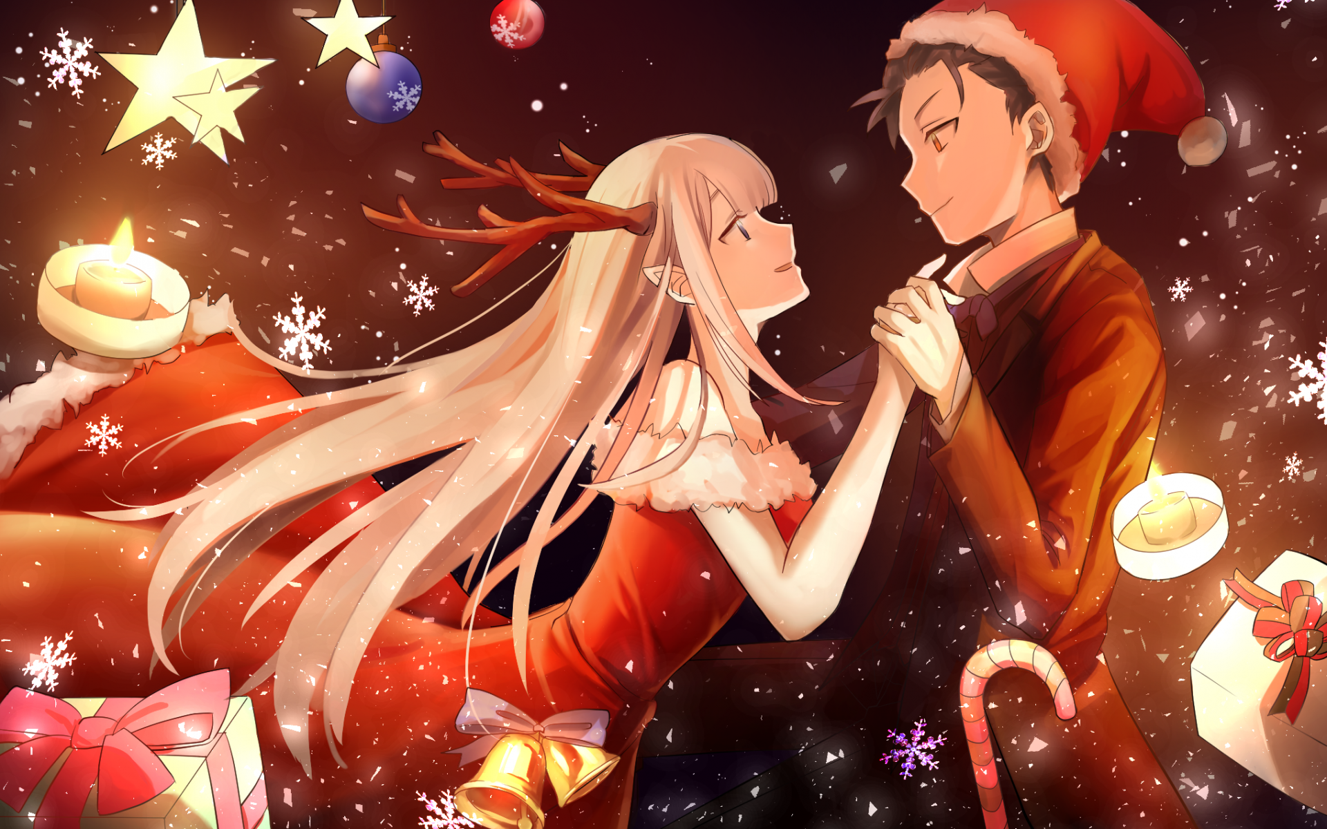 Free download Merry Christmas Anime Cute Couple Love HD Wallpaper  [1600x1200] for your Desktop, Mobile & Tablet | Explore 73+ Cute Anime  Couple Wallpaper | Sweet Couple Anime Wallpaper, Cute Couple Backgrounds,