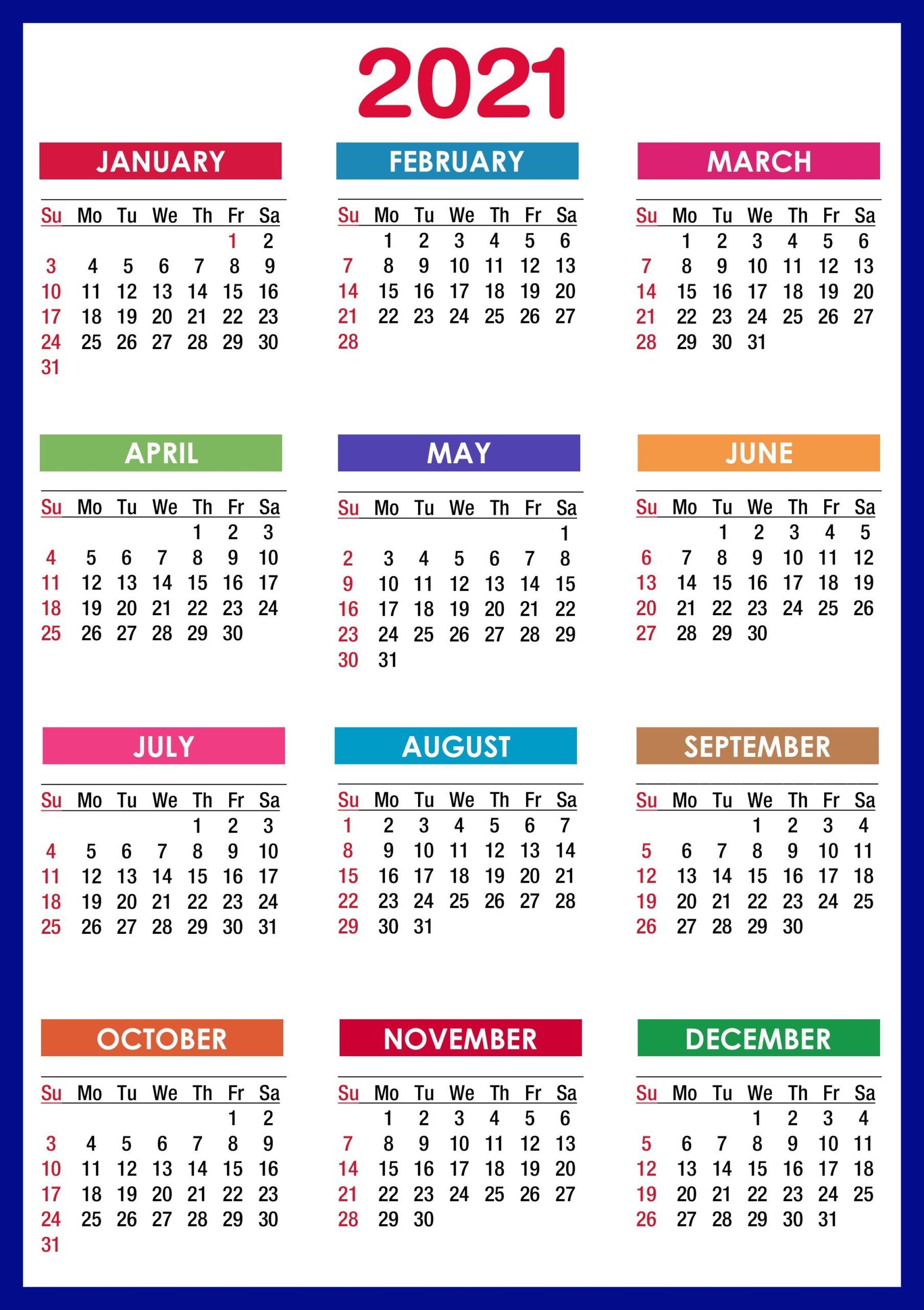 Calendar Printable Months All in One
