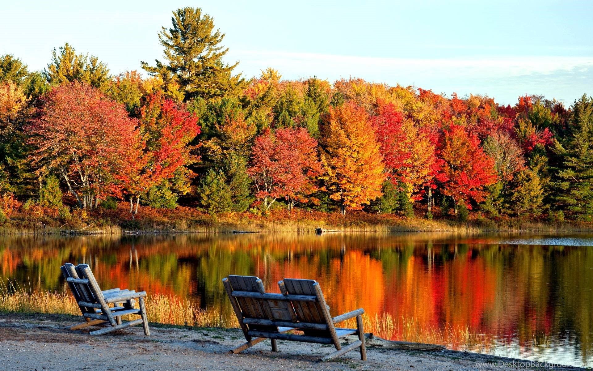 Autumn Landscape Calm Lake Fall Nature Tree HD Wallpaper Image. Desktop Background